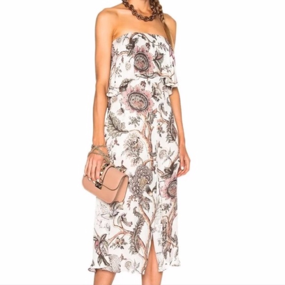 Zimmermann Strapless Floral 100%Silk Midi Dress - Picture 7 of 13